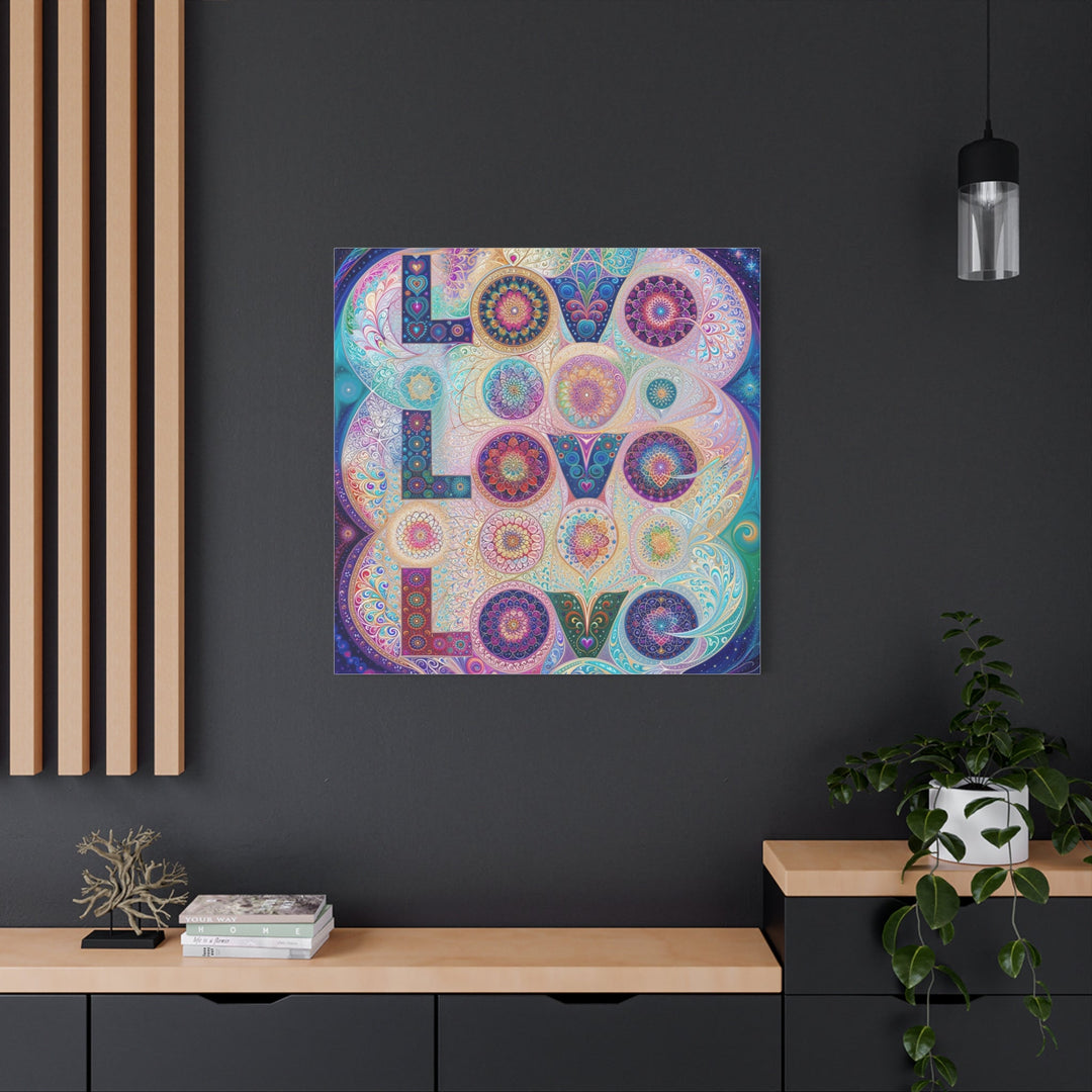 Psychedelic Mandala Love - Matte Canvas Print 1.25" - Canvas - g(0D·IO) - 36" x 36" - 1.25" -