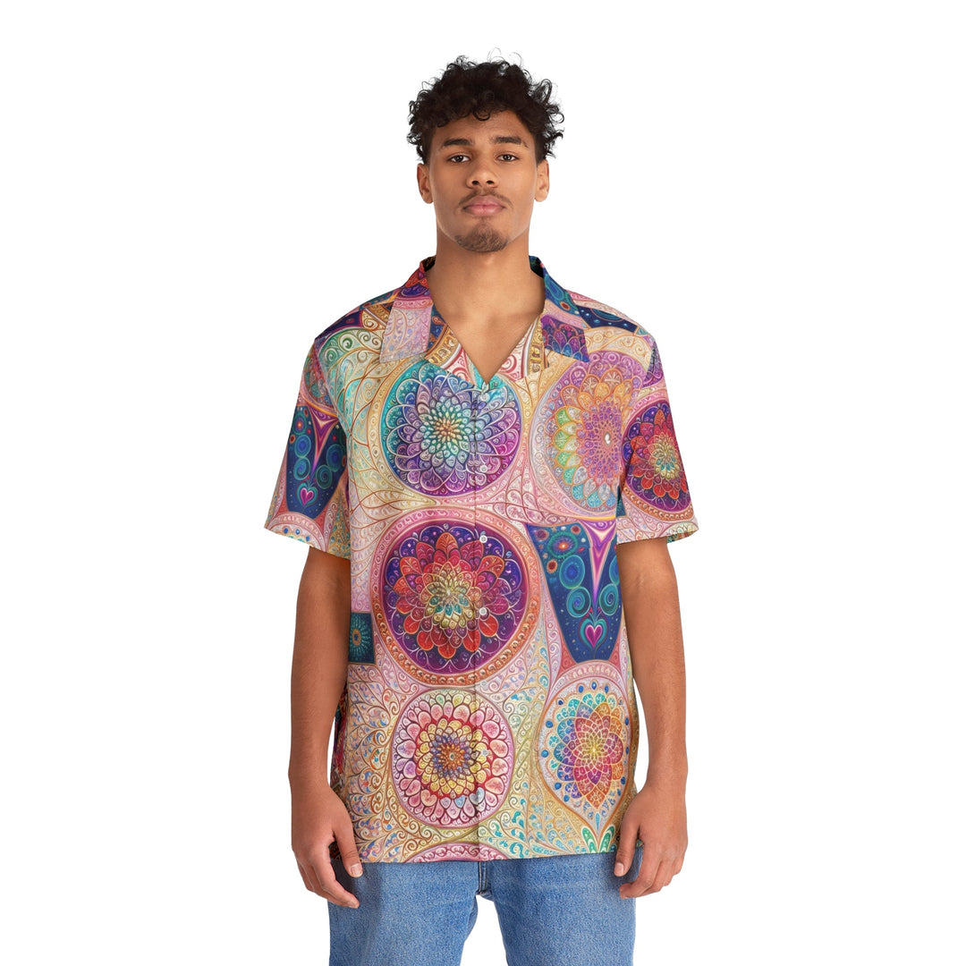 Psychedelic Mandala Love - Men's Hawaiian Shirt - All Over Prints - g(0D·IO) - S - Black -