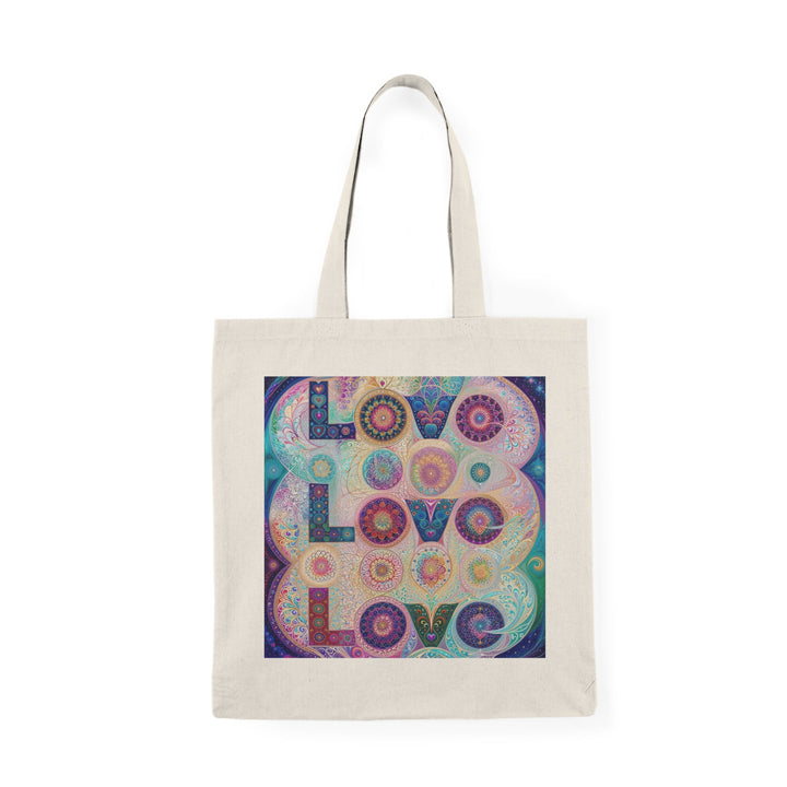 Psychedelic Mandala Love - Natural Tote Bag - Bags - g(0D·IO) - 15" x 16" - Natural -