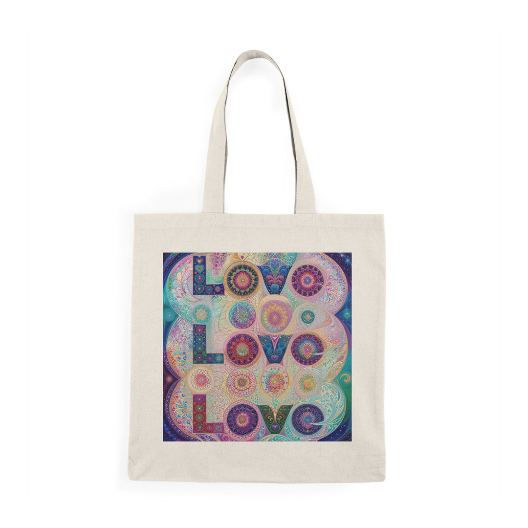 Psychedelic Mandala Love - Natural Tote Bag - Bags - g(0D·IO) - 15" x 16" - Natural -