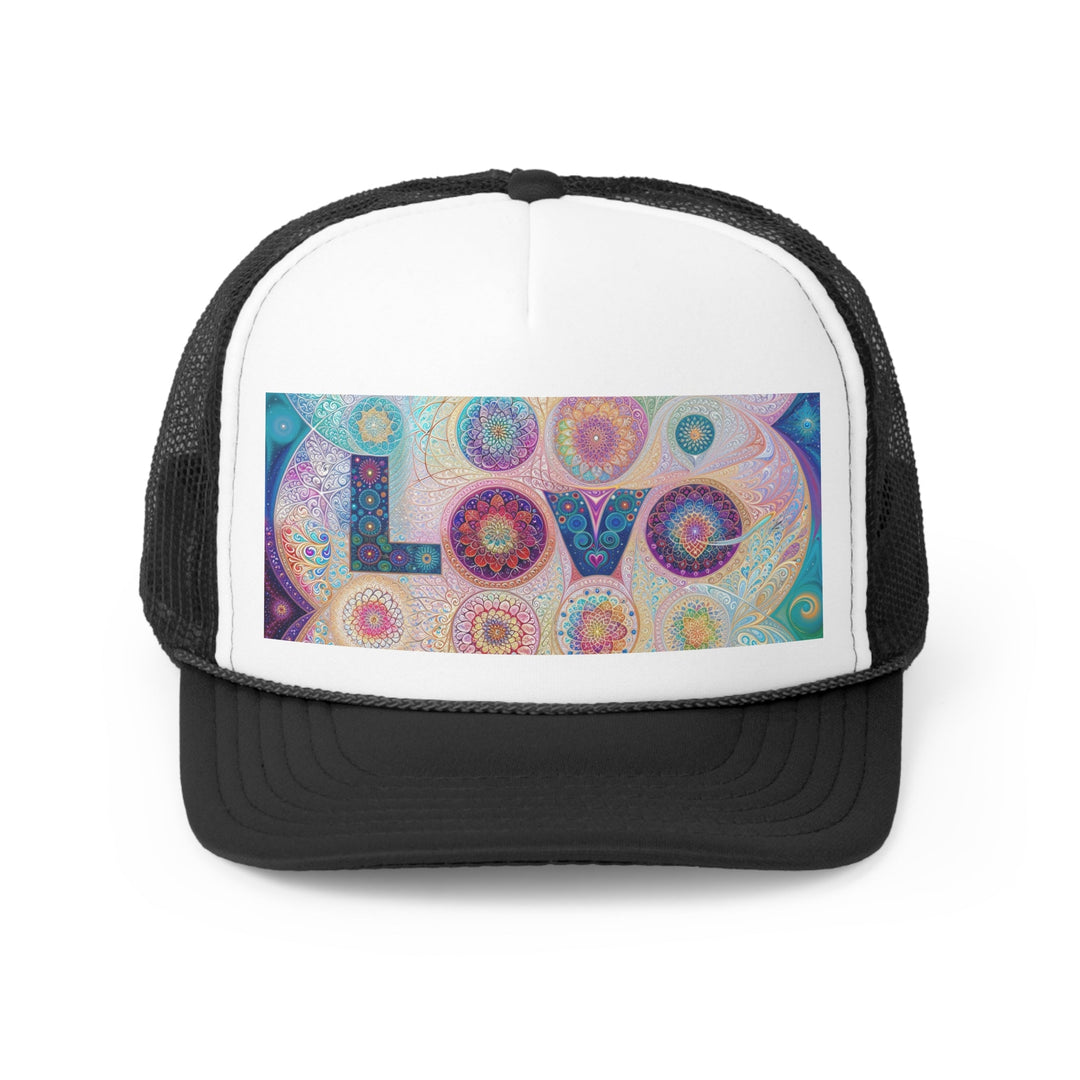 Psychedelic Mandala Love - Trucker Hat - Hats - g(0D·IO) - Black - One size -