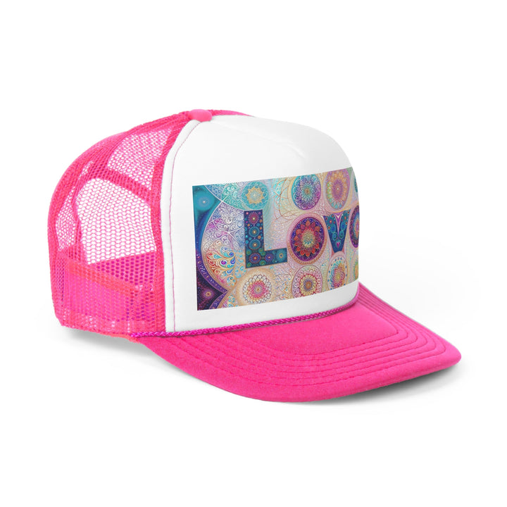 Psychedelic Mandala Love - Trucker Hat - Hats - g(0D·IO) - Pink - One size -