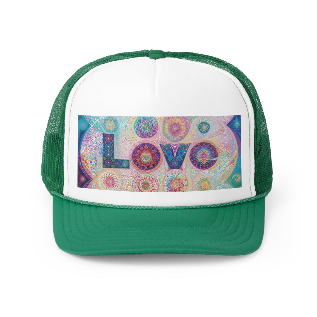 Psychedelic Mandala Love - Trucker Hat - Hats - g(0D·IO) - Green - One size -