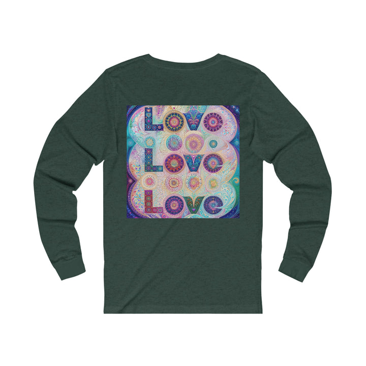 Psychedelic Mandala Love - Unisex Jersey Long Sleeve Tee - Long-sleeve - g(0D·IO) - S - Heather Forest -