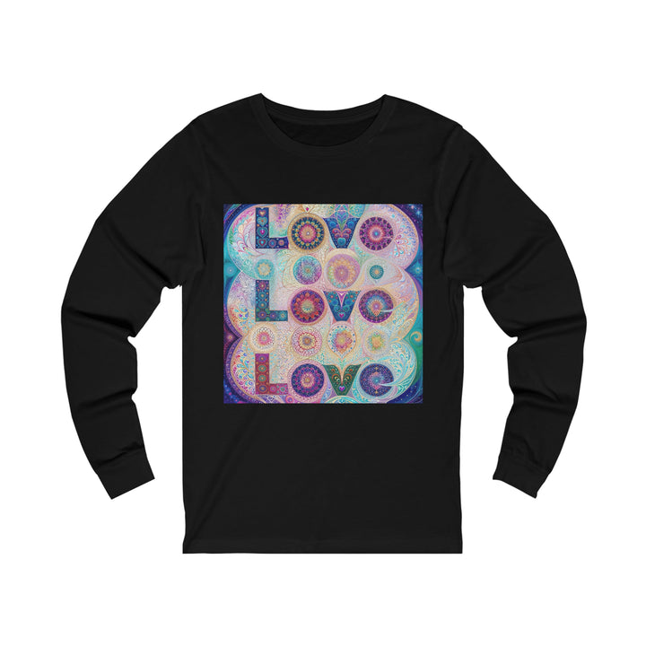 Psychedelic Mandala Love - Unisex Jersey Long Sleeve Tee - Long-sleeve - g(0D·IO) - S - Black -