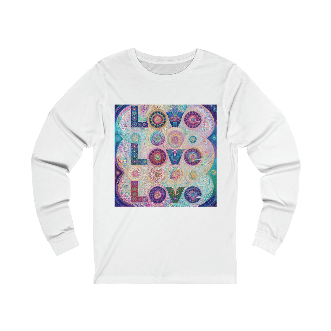 Psychedelic Mandala Love - Unisex Jersey Long Sleeve Tee - Long-sleeve - g(0D·IO) - S - White -