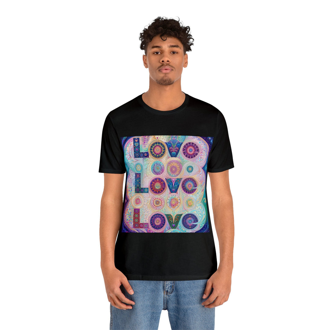 Psychedelic Mandala Love - Unisex Jersey Short Sleeve Tee - T-Shirt - g(0D·IO) - Black - S -