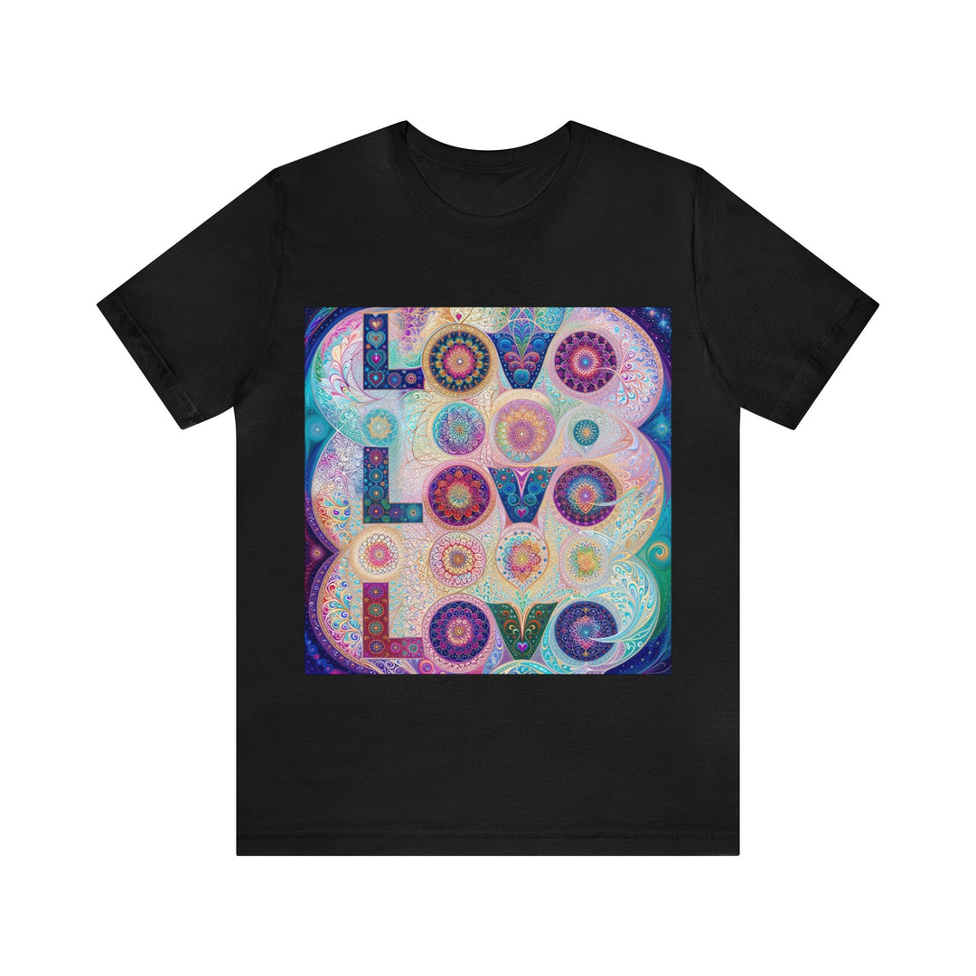 Psychedelic Mandala Love - Unisex Jersey Short Sleeve Tee - T-Shirt - g(0D·IO) - Black - S -