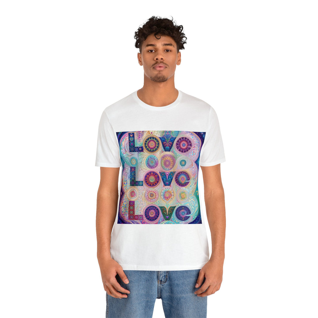 Psychedelic Mandala Love - Unisex Jersey Short Sleeve Tee - T-Shirt - g(0D·IO) - Black - S -