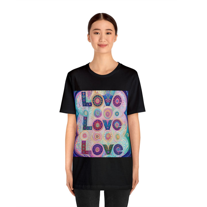 Psychedelic Mandala Love - Unisex Jersey Short Sleeve Tee - T-Shirt - g(0D·IO) - Black - S -