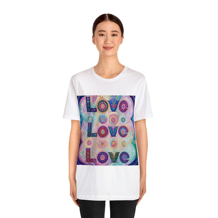 Psychedelic Mandala Love - Unisex Jersey Short Sleeve Tee - T-Shirt - g(0D·IO) - Black - S -