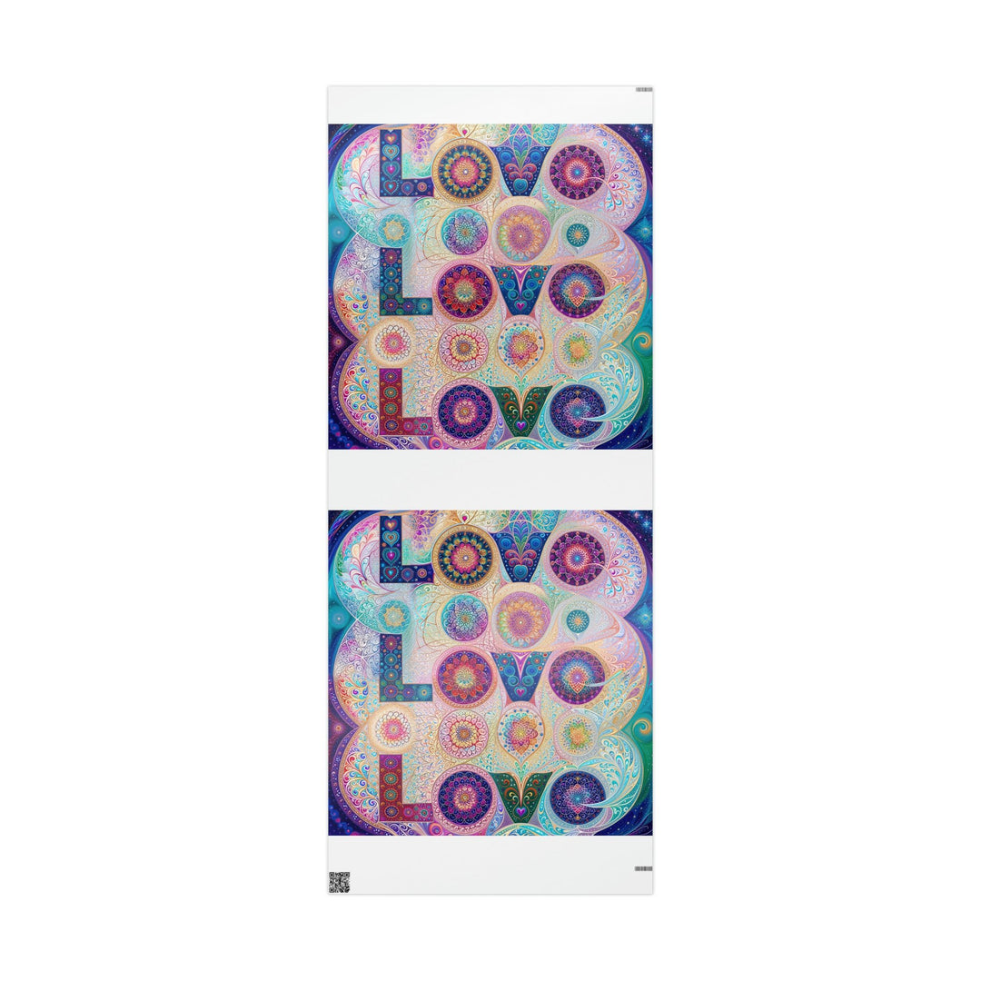 Psychedelic Mandala Love - Wrapping Paper - Home Decor - g(0D·IO) - 30'' x 72'' - Glossy -