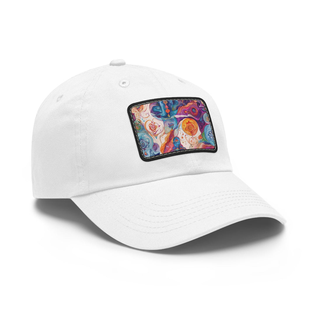 Psychedelic Spiritual Vortex - Dad Hat - Hats - g(0D·IO) - White / Black patch - Rectangle - One size