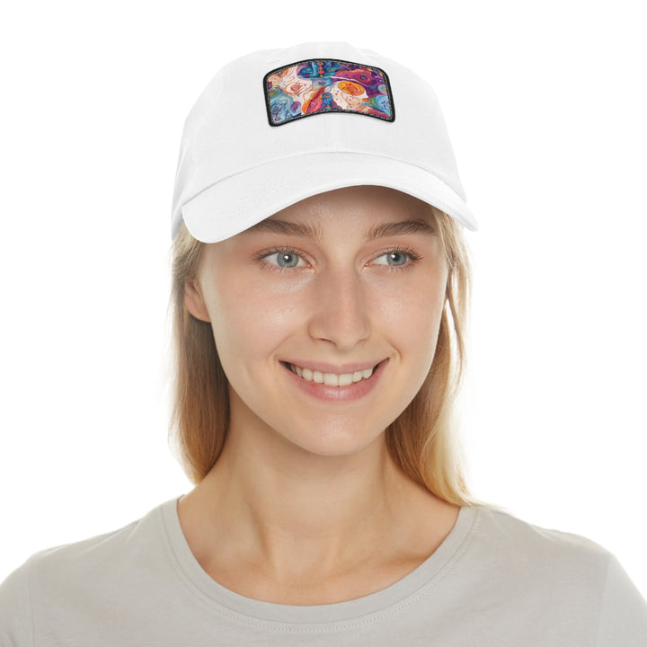 Psychedelic Spiritual Vortex - Dad Hat - Hats - g(0D·IO) - White / Black patch - Rectangle - One size