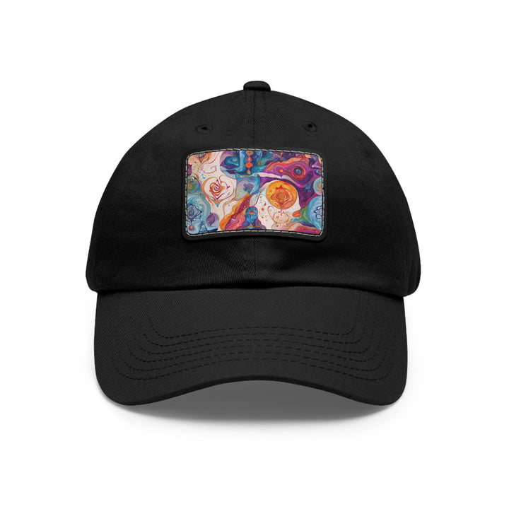 Psychedelic Spiritual Vortex - Dad Hat - Hats - g(0D·IO) - Black / Black patch - Rectangle - One size