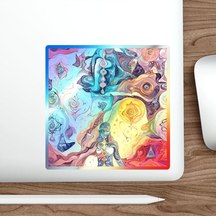 Psychedelic Spiritual Vortex - Holographic Die-Cut Sticker - Paper products - g(0D·IO) - 5" × 5" - Die-Cut - Holographic