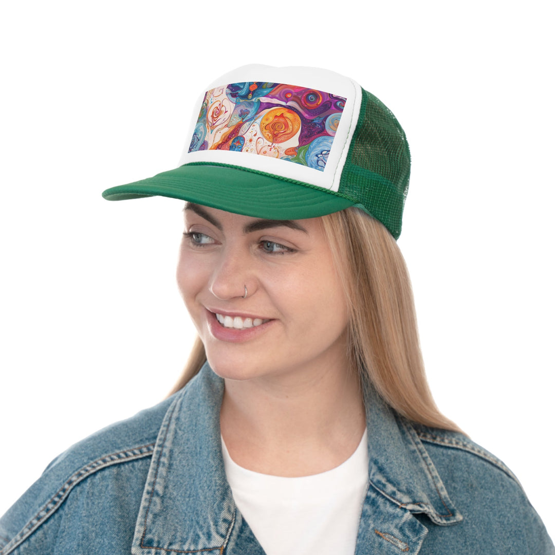 Psychedelic Spiritual Vortex - Trucker Hat - Hats - g(0D·IO) - Pink - One size -