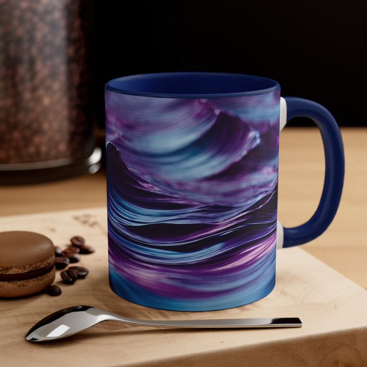 Purple Ocean Waves - Accent Coffee Mug - Mug - g(0D·IO) - Pink - 11oz -