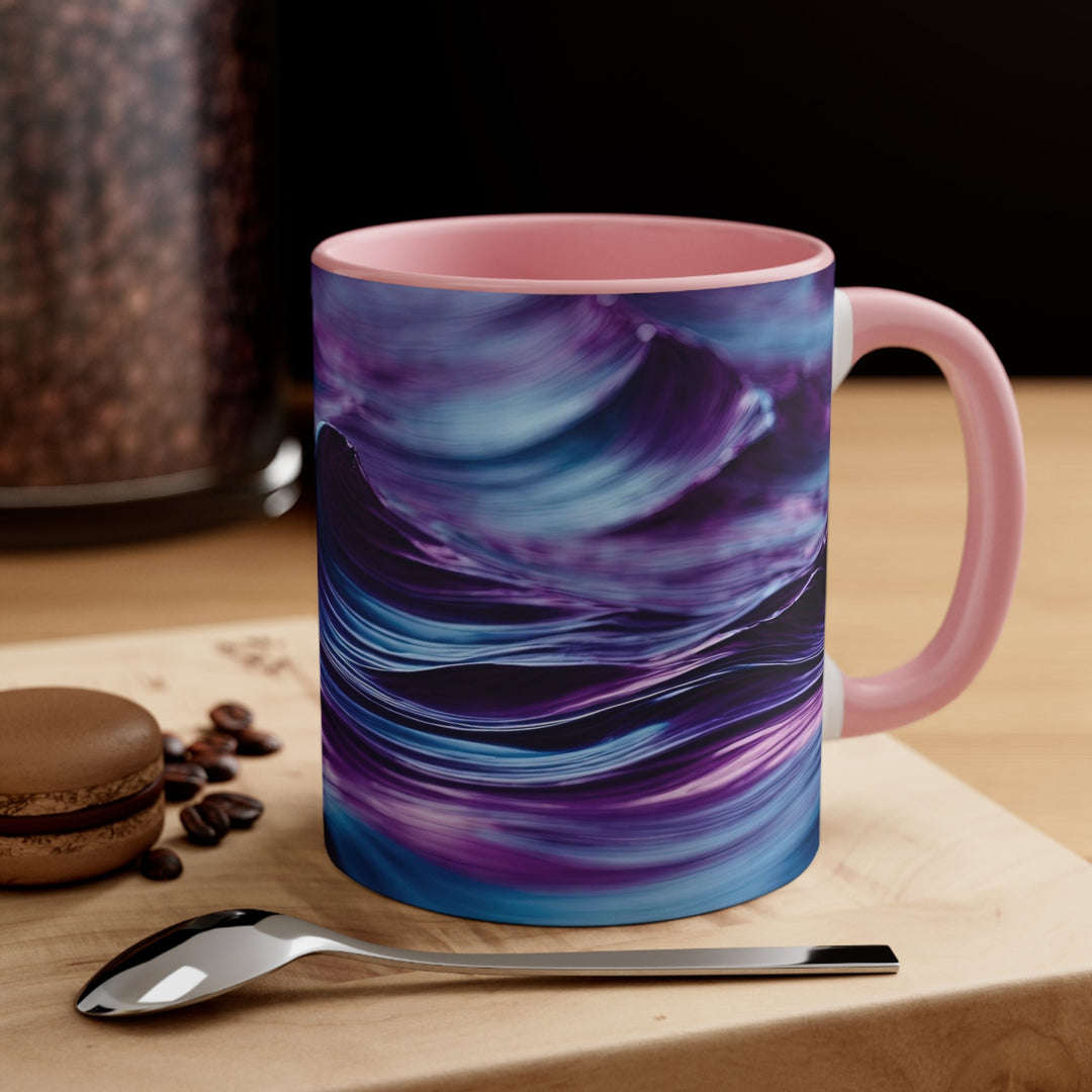 Purple Ocean Waves - Accent Coffee Mug - Mug - g(0D·IO) - Pink - 11oz -