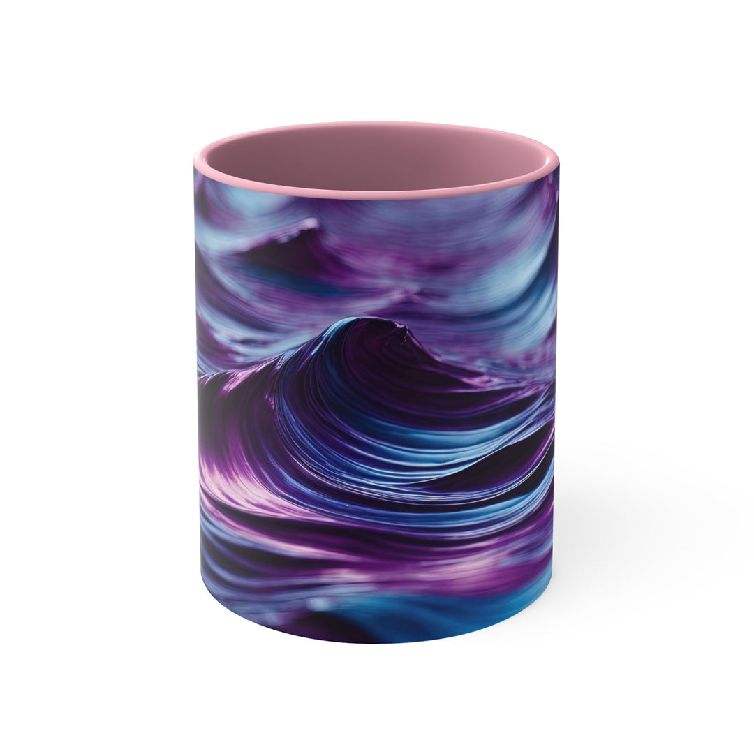 Purple Ocean Waves - Accent Coffee Mug - Mug - g(0D·IO) - Pink - 11oz -