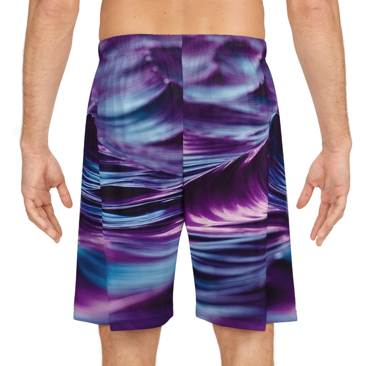 Purple Ocean Waves - AOP Basketball Shorts - All Over Prints - g(0D·IO) - Seam thread color automatically matched to design - XS -