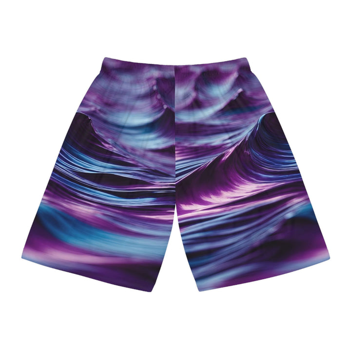 Purple Ocean Waves - AOP Basketball Shorts - All Over Prints - g(0D·IO) - Seam thread color automatically matched to design - XS -