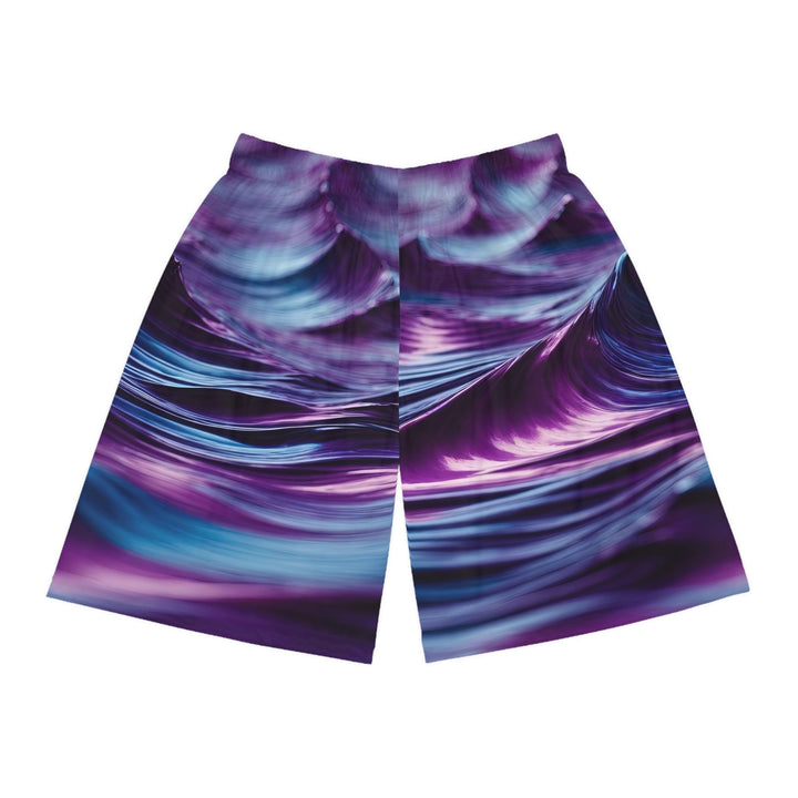 Purple Ocean Waves - AOP Basketball Shorts - All Over Prints - g(0D·IO) - Seam thread color automatically matched to design - XS -