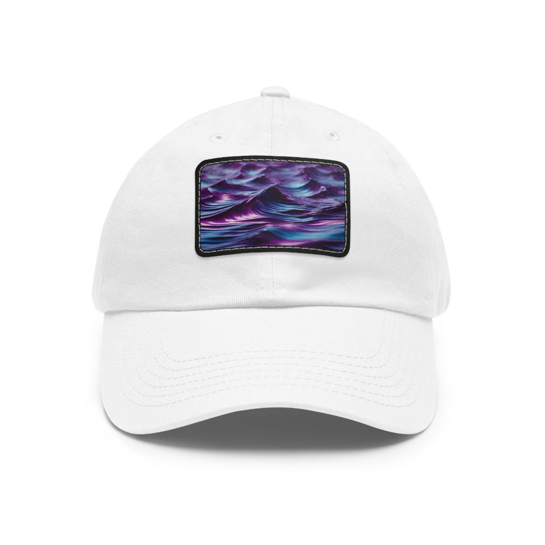 Purple Ocean Waves - Dad Hat - Hats - g(0D·IO) - White / Black patch - Rectangle - One size