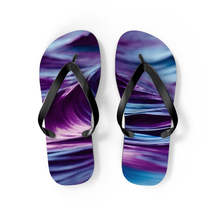 Purple Ocean Waves - Flip Flops - Shoes - g(0D·IO) - M - Black sole -