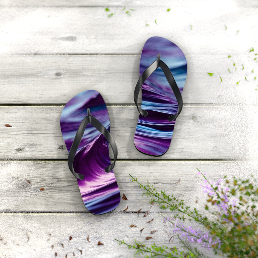 Purple Ocean Waves - Flip Flops - Shoes - g(0D·IO) - XL - Black sole -