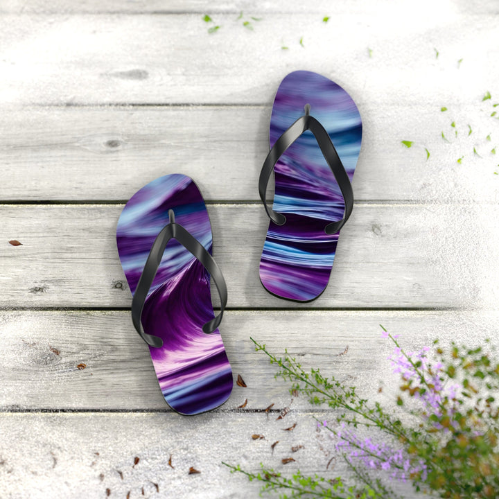 Purple Ocean Waves - Flip Flops - Shoes - g(0D·IO) - XL - Black sole -