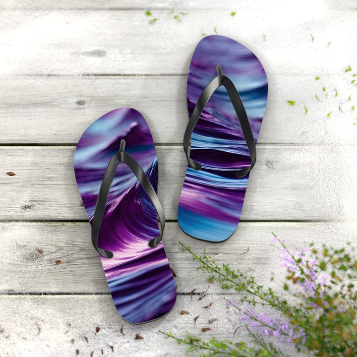 Purple Ocean Waves - Flip Flops - Shoes - g(0D·IO) - XL - Black sole -