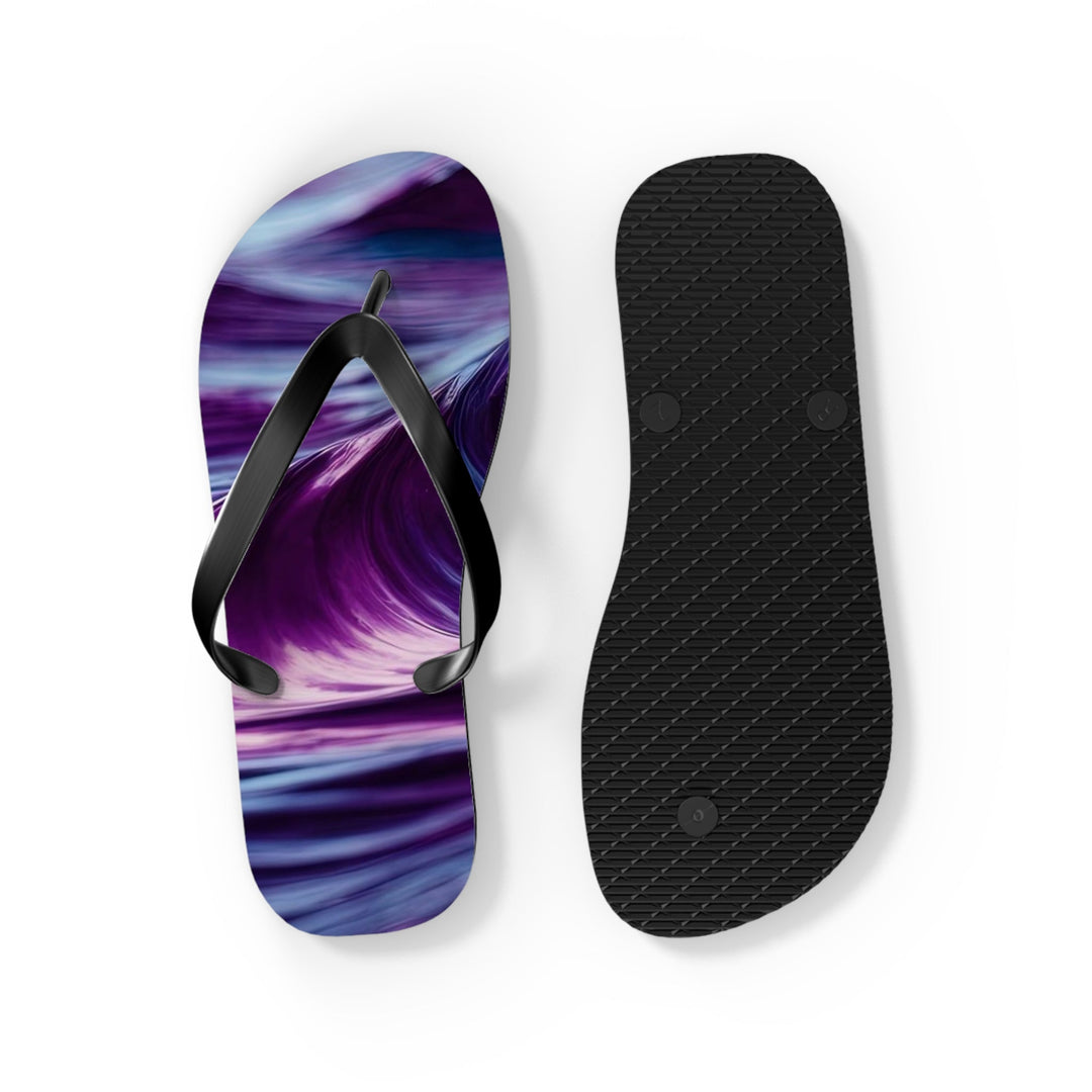 Purple Ocean Waves - Flip Flops - Shoes - g(0D·IO) - XL - Black sole -