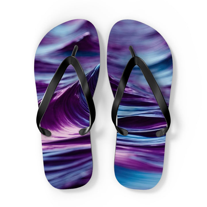 Purple Ocean Waves - Flip Flops - Shoes - g(0D·IO) - XL - Black sole -