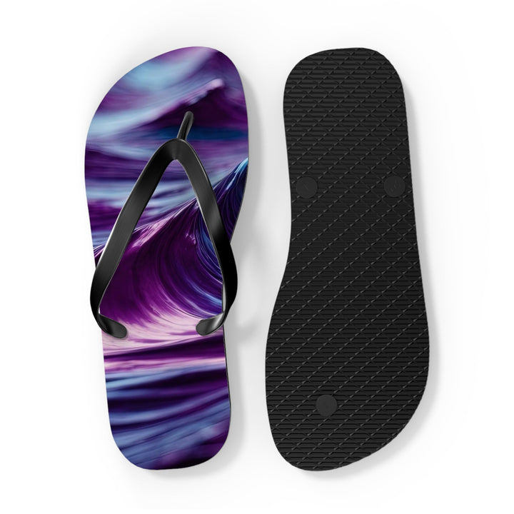 Purple Ocean Waves - Flip Flops - Shoes - g(0D·IO) - XL - Black sole -