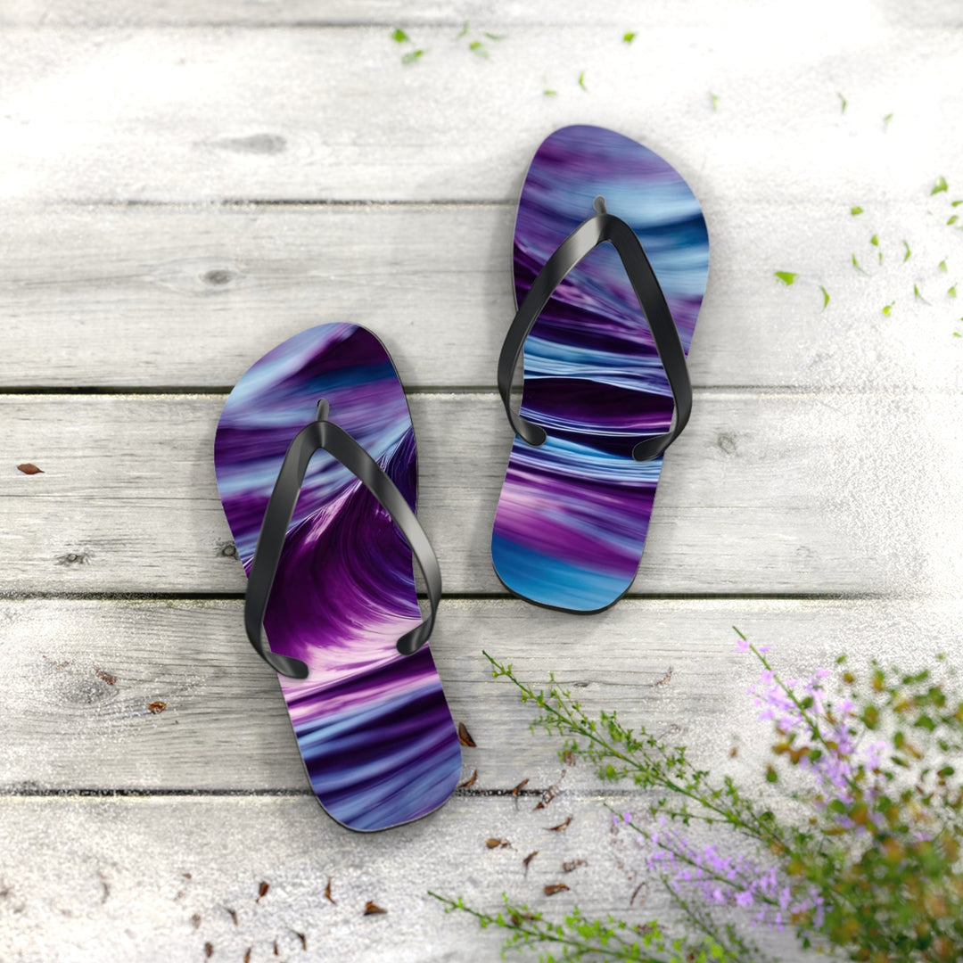 Purple Ocean Waves - Flip Flops - Shoes - g(0D·IO) - XL - Black sole -