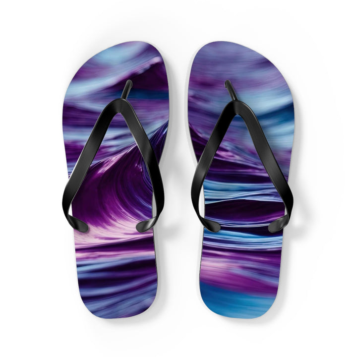 Purple Ocean Waves - Flip Flops - Shoes - g(0D·IO) - L - Black sole -