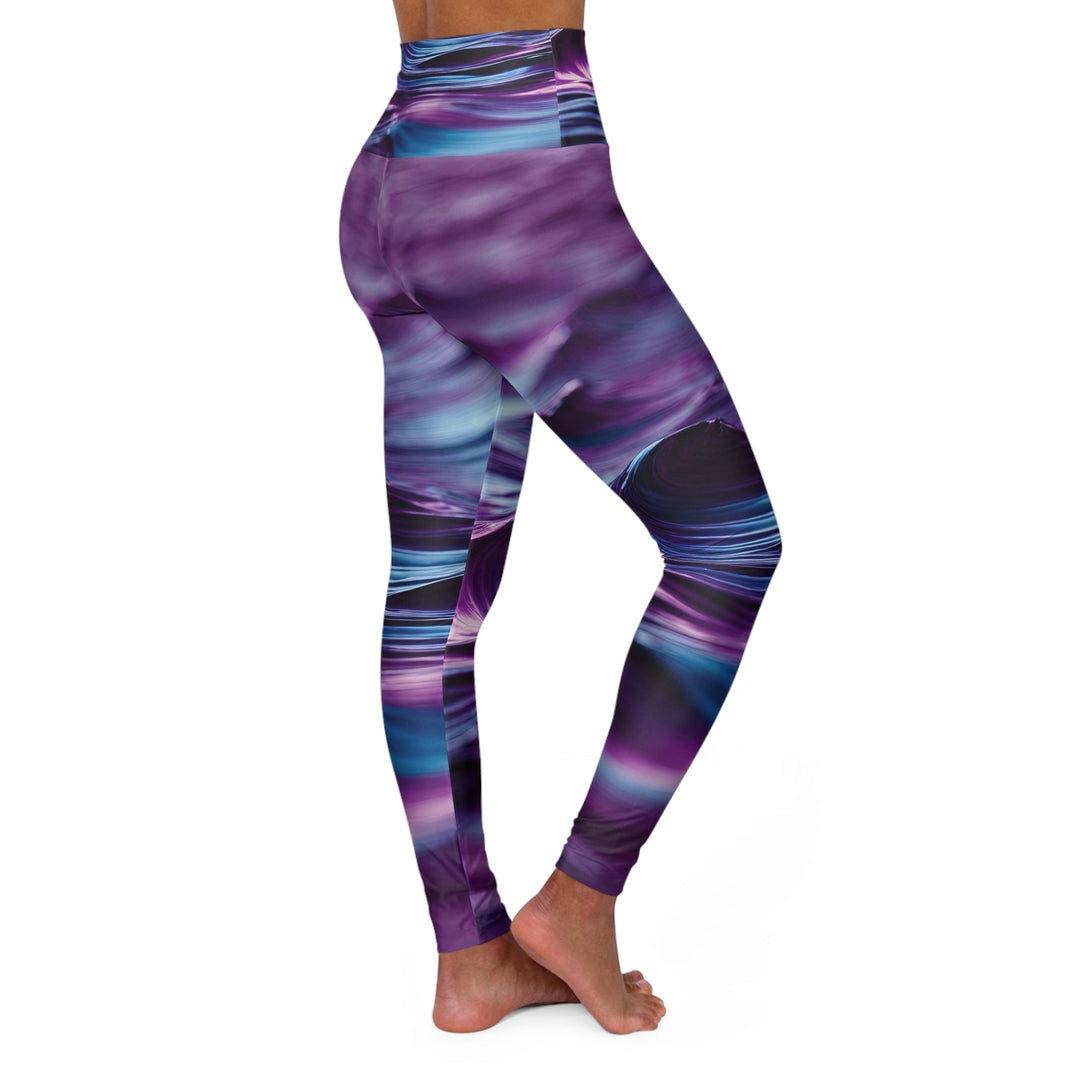 Purple Ocean Waves - High Waisted AOP Yoga Leggings - All Over Prints - g(0D·IO) - XS - -