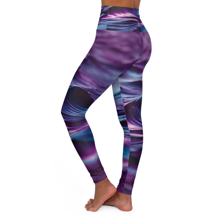 Purple Ocean Waves - High Waisted AOP Yoga Leggings - All Over Prints - g(0D·IO) - XS - -