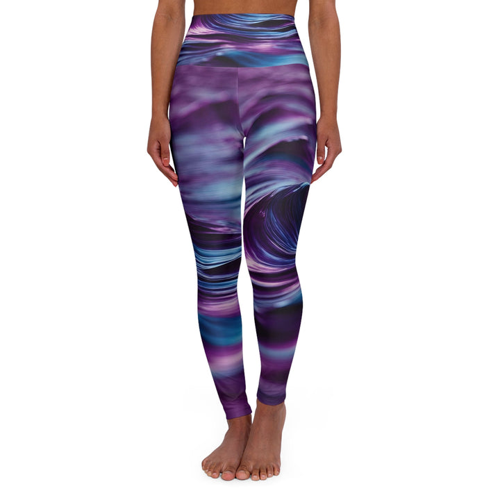 Purple Ocean Waves - High Waisted AOP Yoga Leggings - All Over Prints - g(0D·IO) - XS - -