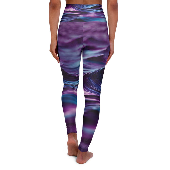 Purple Ocean Waves - High Waisted AOP Yoga Leggings - All Over Prints - g(0D·IO) - XS - -