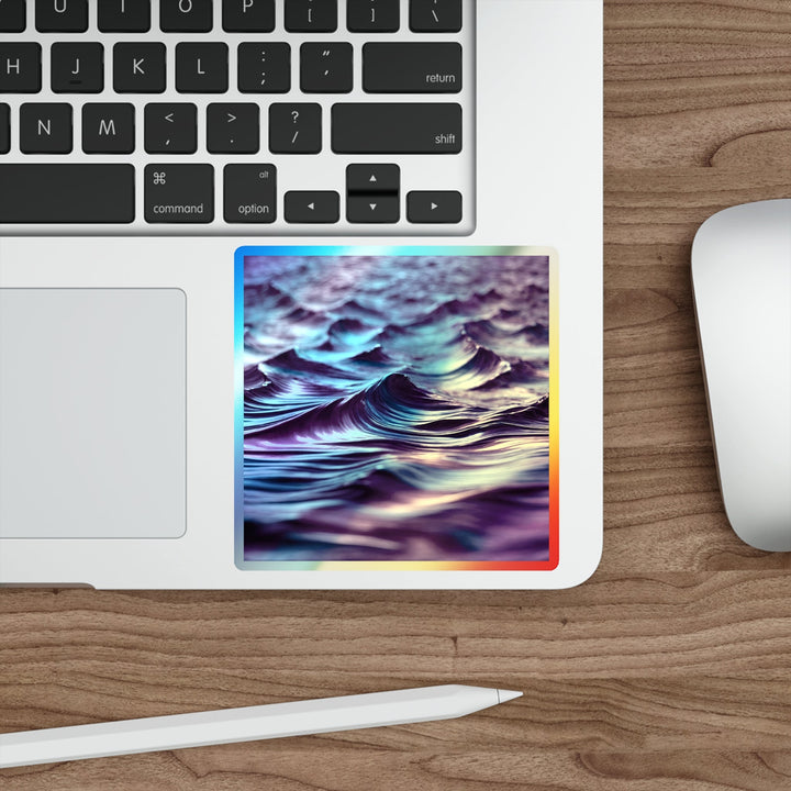 Purple Ocean Waves - Holographic Die-Cut Sticker - Paper products - g(0D·IO) - 5" × 5" - Die-Cut - Holographic