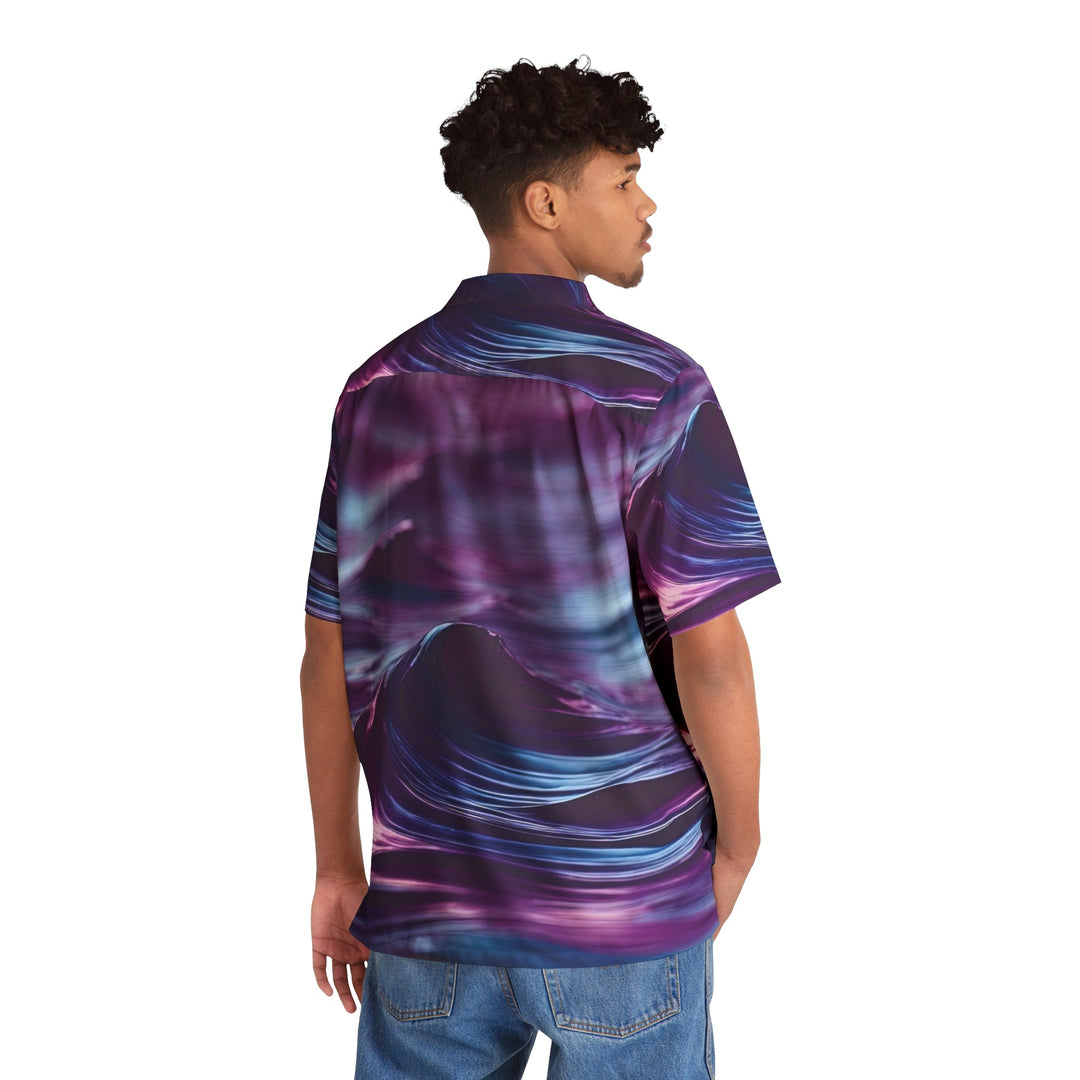 Purple Ocean Waves - Men's Hawaiian Shirt - All Over Prints - g(0D·IO) - S - Black -