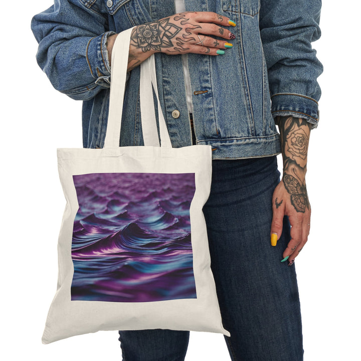 Purple Ocean Waves - Natural Tote Bag - Bags - g(0D·IO) - 15" x 16" - Natural -