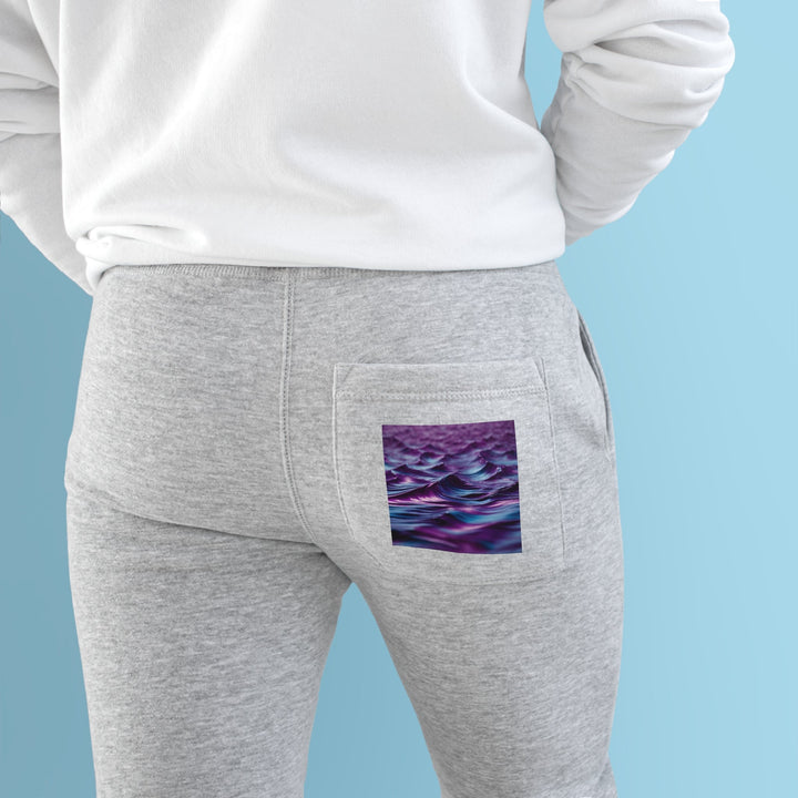 Purple Ocean Waves - Premium Fleece Joggers - Trousers - g(0D·IO) - Charcoal Heather - M -