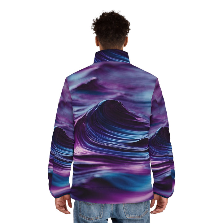 Purple Ocean Waves - Puffer Jacket - All Over Prints - g(0D·IO) - S - Black zipper -