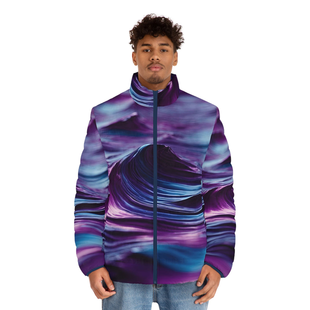 Purple Ocean Waves - Puffer Jacket - All Over Prints - g(0D·IO) - S - Black zipper -