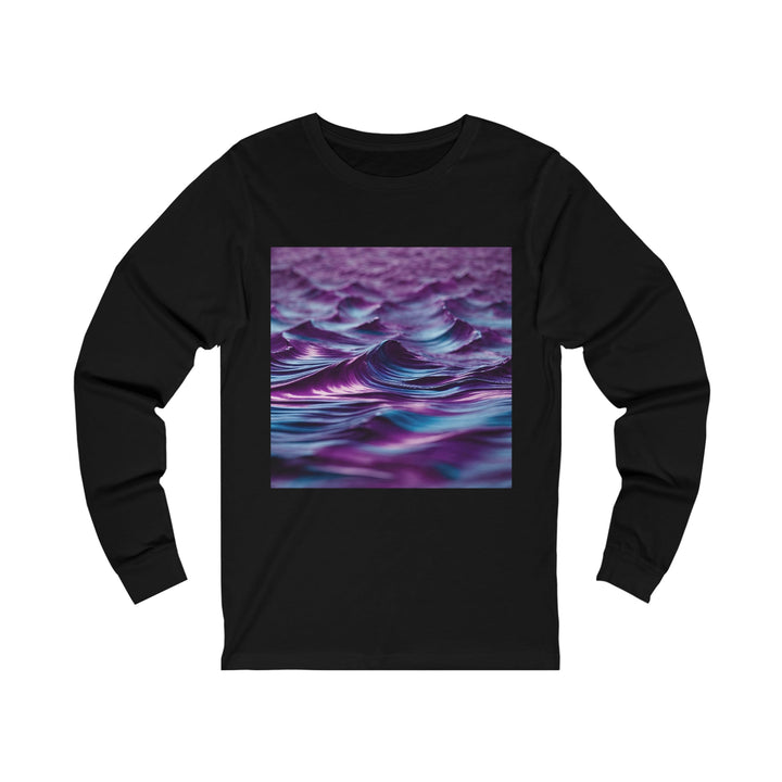 Purple Ocean Waves - Unisex Jersey Long Sleeve Tee - Long-sleeve - g(0D·IO) - S - Black -