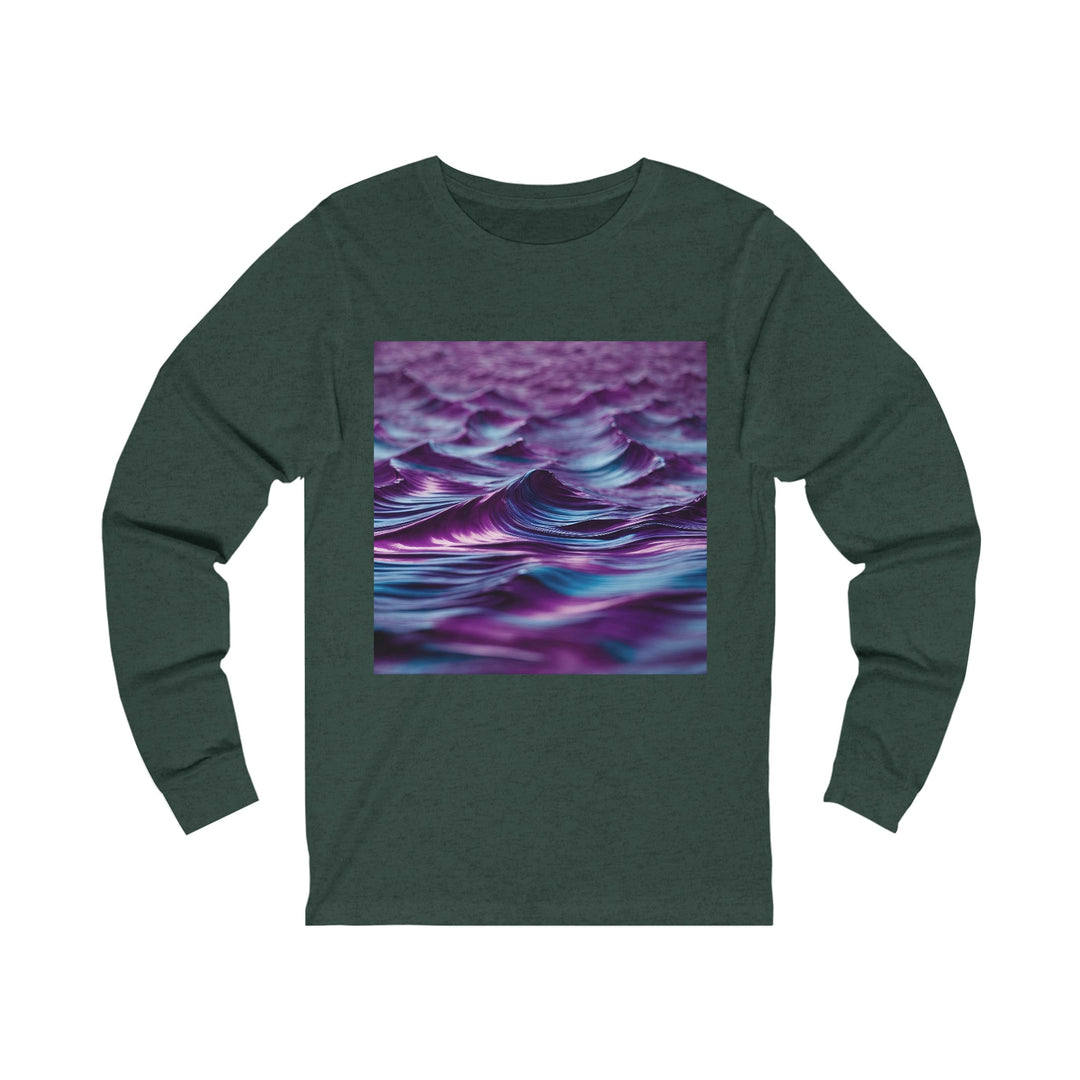 Purple Ocean Waves - Unisex Jersey Long Sleeve Tee - Long-sleeve - g(0D·IO) - S - Heather Forest -