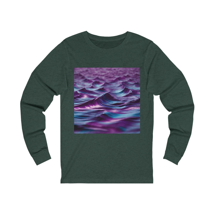 Purple Ocean Waves - Unisex Jersey Long Sleeve Tee - Long-sleeve - g(0D·IO) - S - Heather Forest -